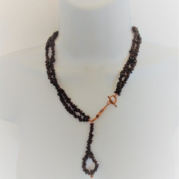 Handmade Dark Red Garnet Statement Necklace January Birthstone Beaded NWT - Picture 14 of 16